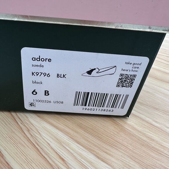 Kate Spade Adore Loafer Shoes Womens 6B Black Suede Tassels Slip On Pointed Toe - Picture 3 of 9